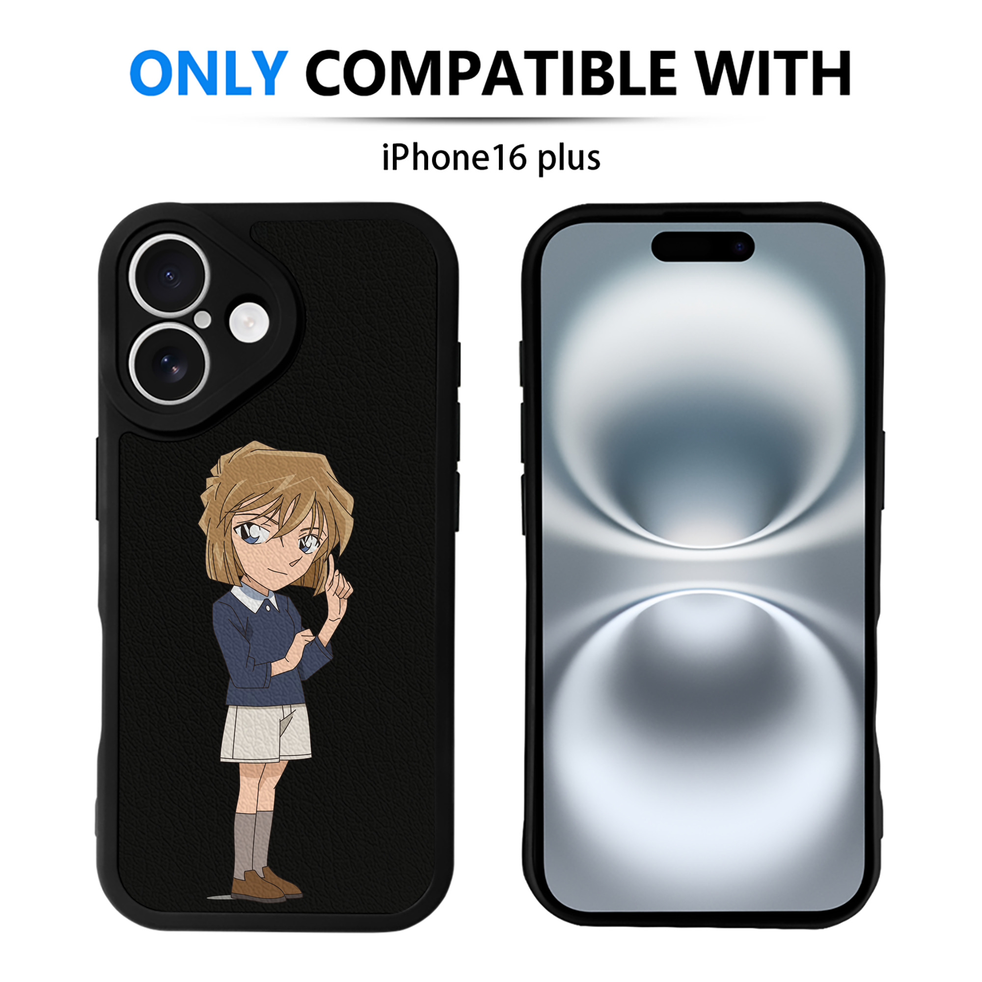 （画像用） 名探偵コナン 灰原 哀 はいばら あい Detective Conan Anita Hailey、Vi Graythorn Haibara Ai 【iPhone 16シリーズ対応】シリコンスマホケース（レザー調） 材質：シリコン